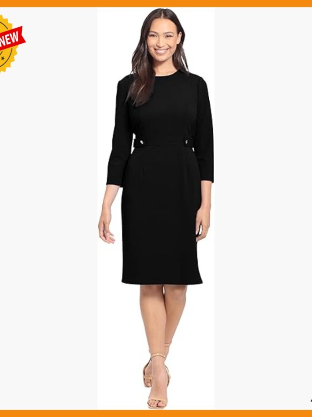 Polyester Sheath Dress with Button Waist Detail for Work Office Business